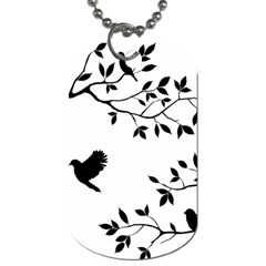 Bird Tree Black Dog Tag (two Sides)