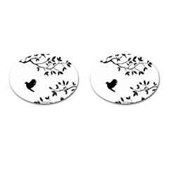 Bird Tree Black Cufflinks (oval) by Alisyart