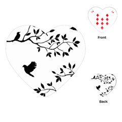 Bird Tree Black Playing Cards (heart)  by Alisyart