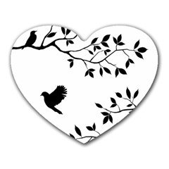 Bird Tree Black Heart Mousepads