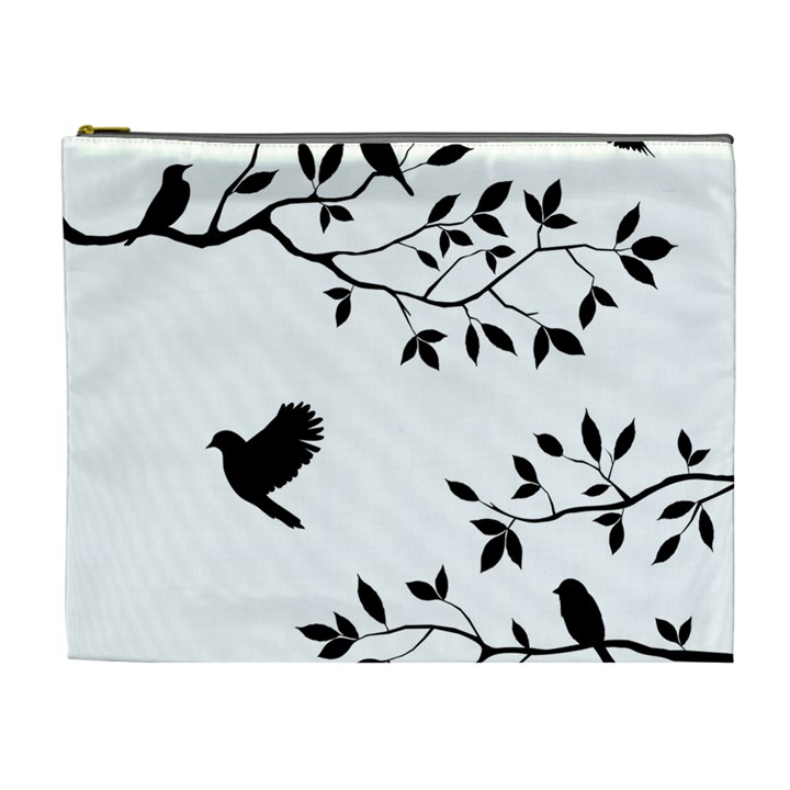 Bird Tree Black Cosmetic Bag (XL)