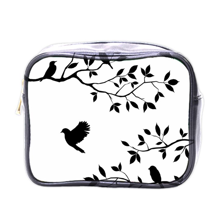 Bird Tree Black Mini Toiletries Bags