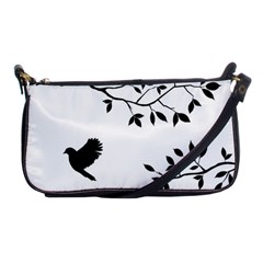Bird Tree Black Shoulder Clutch Bags