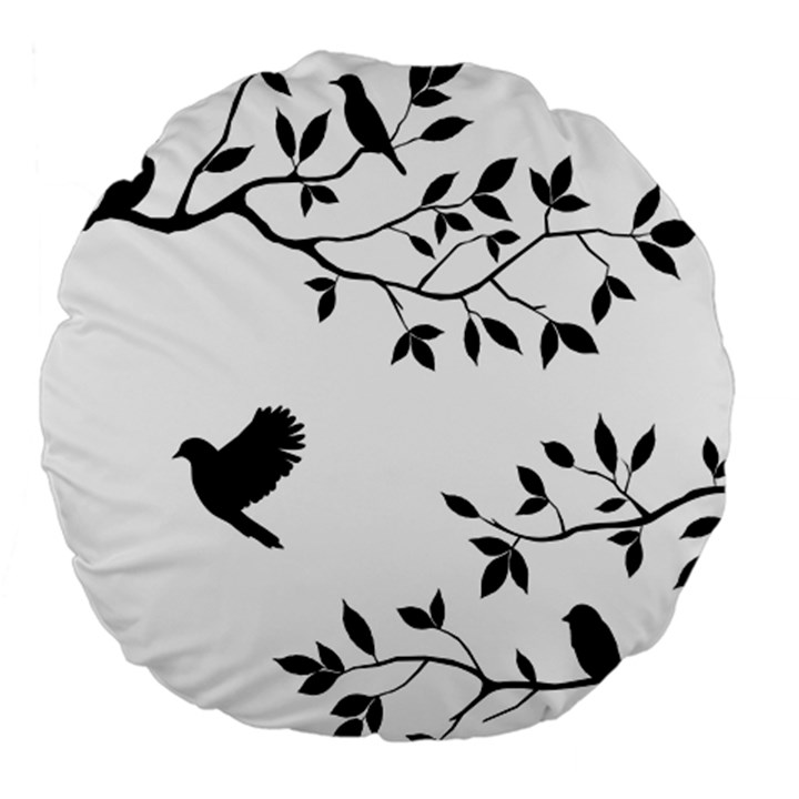 Bird Tree Black Large 18  Premium Round Cushions