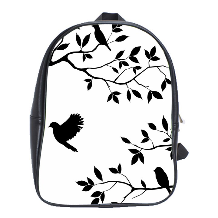 Bird Tree Black School Bag (XL)