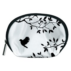 Bird Tree Black Accessory Pouches (medium)  by Alisyart