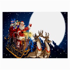 Christmas Reindeer Santa Claus Snow Night Moon Blue Sky Large Glasses Cloth (2-side)