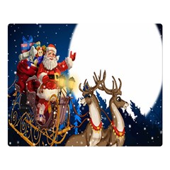 Christmas Reindeer Santa Claus Snow Night Moon Blue Sky Double Sided Flano Blanket (large)  by Alisyart