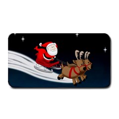 Christmas Reindeer Santa Claus Snow Star Blue Sky Medium Bar Mats by Alisyart