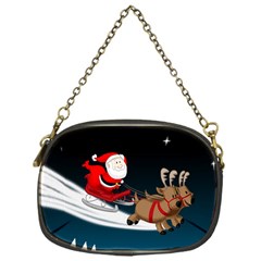 Christmas Reindeer Santa Claus Snow Star Blue Sky Chain Purses (one Side) 