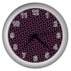 Twisted Mesh Pattern Purple Black Wall Clocks (silver)  by Alisyart