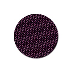 Twisted Mesh Pattern Purple Black Rubber Round Coaster (4 Pack) 