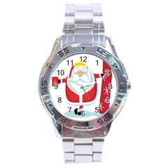 Christmas Santa Claus Stainless Steel Analogue Watch by Alisyart