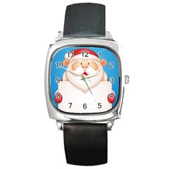 Christmas Santa Claus Letter Square Metal Watch