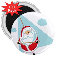 Christmas Santa Claus Paragliding 3  Magnets (100 Pack) by Alisyart