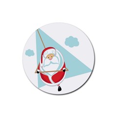 Christmas Santa Claus Paragliding Rubber Coaster (round) 