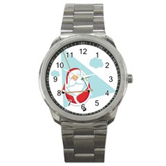 Christmas Santa Claus Paragliding Sport Metal Watch