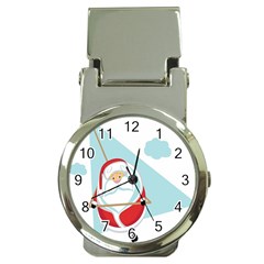 Christmas Santa Claus Paragliding Money Clip Watches