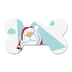 Christmas Santa Claus Paragliding Dog Tag Bone (one Side)