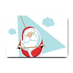 Christmas Santa Claus Paragliding Small Doormat  by Alisyart