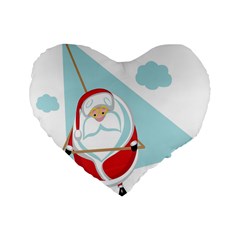 Christmas Santa Claus Paragliding Standard 16  Premium Flano Heart Shape Cushions by Alisyart