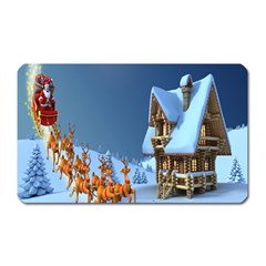 Christmas Reindeer Santa Claus Wooden Snow Magnet (rectangular)