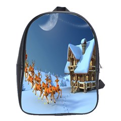 Christmas Reindeer Santa Claus Wooden Snow School Bag (large)