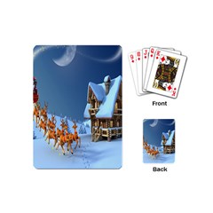 Christmas Reindeer Santa Claus Wooden Snow Playing Cards (mini)  by Alisyart
