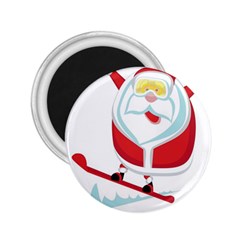 Christmas Santa Claus Playing Sky Snow 2 25  Magnets