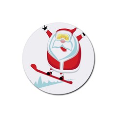 Christmas Santa Claus Playing Sky Snow Rubber Coaster (round) 