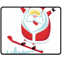 Christmas Santa Claus Playing Sky Snow Fleece Blanket (medium)  by Alisyart