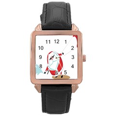 Christmas Santa Claus Snow Cool Sky Rose Gold Leather Watch  by Alisyart