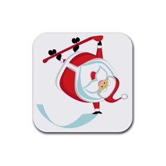 Christmas Santa Claus Snow Sky Playing Rubber Coaster (square) 