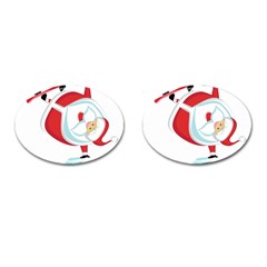 Christmas Santa Claus Snow Sky Playing Cufflinks (oval)