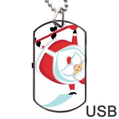 Christmas Santa Claus Snow Sky Playing Dog Tag Usb Flash (one Side)