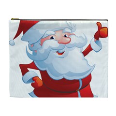 Christmas Santa Claus Snow Red White Cosmetic Bag (xl)