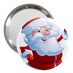 Christmas Santa Claus Snow Red White 3  Handbag Mirrors by Alisyart