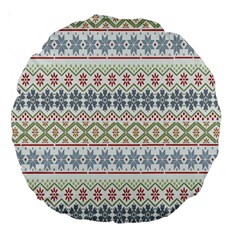 Christmas Star Flower Red Blue Large 18  Premium Round Cushions by Alisyart