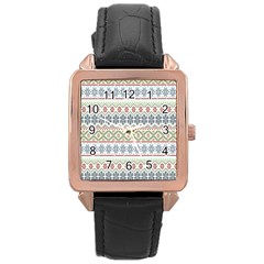 Christmas Star Flower Red Blue Rose Gold Leather Watch 