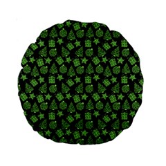 Christmas Pattern Gif Star Tree Happy Green Standard 15  Premium Round Cushions by Alisyart