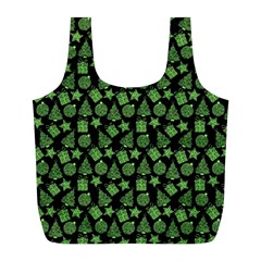 Christmas Pattern Gif Star Tree Happy Green Full Print Recycle Bags (l) 