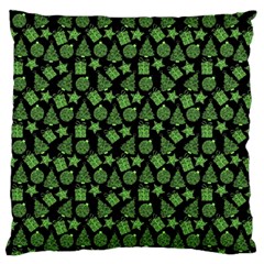 Christmas Pattern Gif Star Tree Happy Green Large Flano Cushion Case (two Sides) by Alisyart