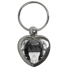 Beautiful Bnw Fractal Feathers For Major Motoko Key Chains (heart)  by jayaprime