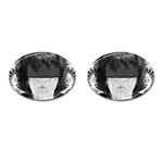 Beautiful BnW Fractal Feathers for Major Motoko Cufflinks (Oval) Front(Pair)