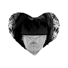 Beautiful Bnw Fractal Feathers For Major Motoko Standard 16  Premium Heart Shape Cushions by jayaprime