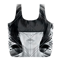 Beautiful Bnw Fractal Feathers For Major Motoko Full Print Recycle Bags (l)  by jayaprime