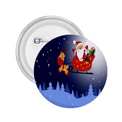 Deer Santa Claus Flying Trees Moon Night Merry Christmas 2 25  Buttons by Alisyart