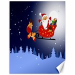 Deer Santa Claus Flying Trees Moon Night Merry Christmas Canvas 18  x 24   17.8 x23.08  Canvas - 1