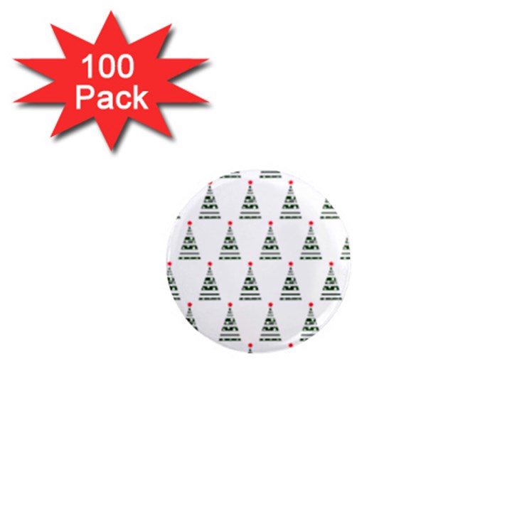 Christmas Tree Green Star Red 1  Mini Magnets (100 pack) 