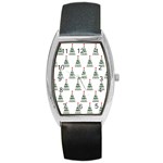 Christmas Tree Green Star Red Barrel Style Metal Watch Front